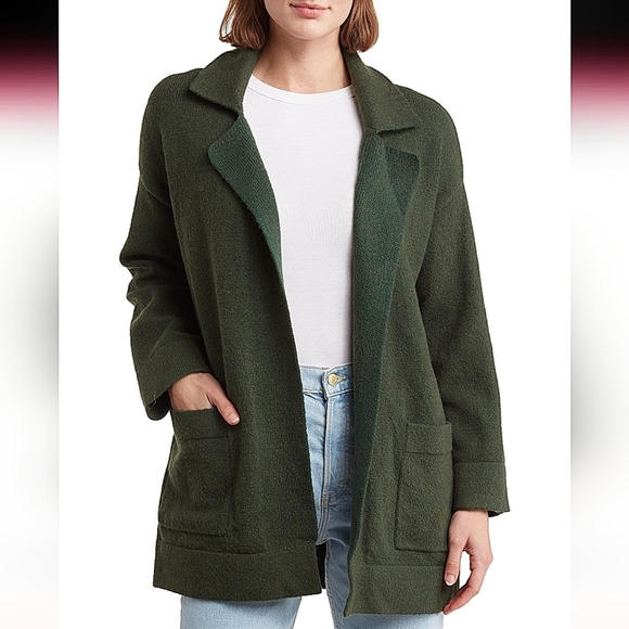 Thread & Supply Open Front Cardigan Coat Green - Picture 1 of 6